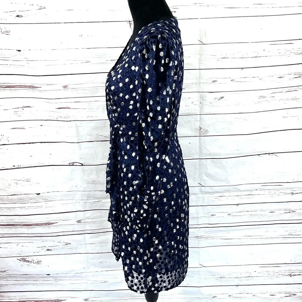 Kate Spade New‎ York Women's Velvet Dress Celestial Blue Scatter Dot Size 6